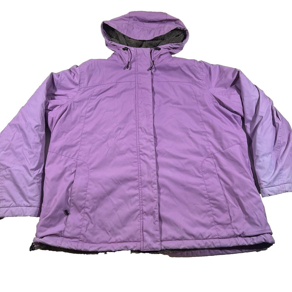 LL Bean Purple Winter Warmer Hooded Nylon Jacket Women's 2X
